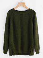 Romwe Slit Side High Low Cable Knit Sweater