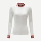Romwe Contrast Trim Ribbed Jumper