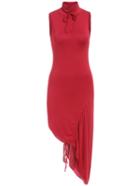 Romwe Turtleneck Sleeveless Lace Up Asymmetrical Dress