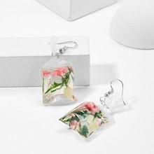 Romwe Transparent Bag Shaped Drop Earrings