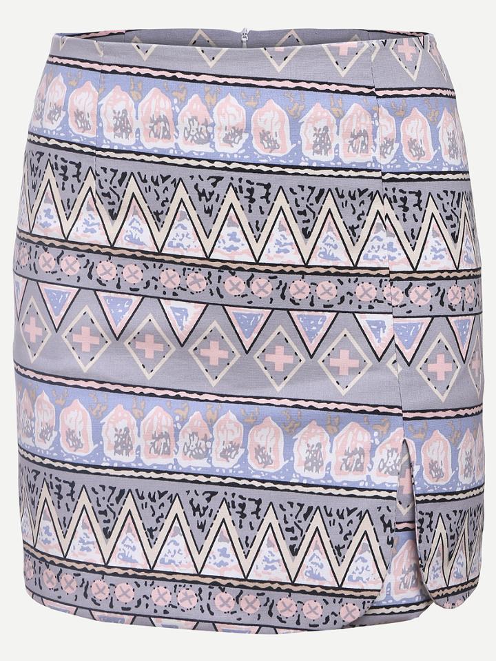 Romwe Multicolor Tribal Print Pencil Skirt