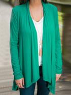 Romwe Long Sleeve Asymmetrical Green Coat