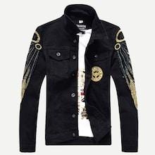 Romwe Men Contrast Sequin Denim Jacket
