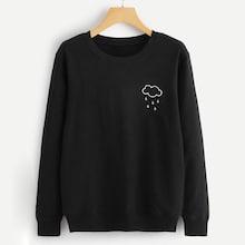 Romwe Cartoon Print Round Neck Sweatshirt