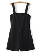 Romwe Black Stretch Casual Pinafore Jumpsuit