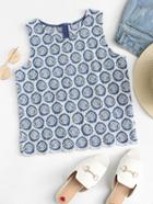 Romwe Rose Embroidered Denim Tank Top