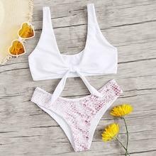 Romwe Knot Front Top With Snake Print Bikini