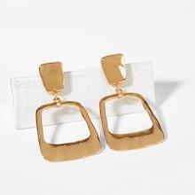 Romwe Open Square Metal Drop Earrings