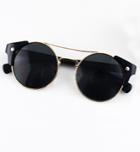 Romwe Black Lenses Gold Round Sunglasses