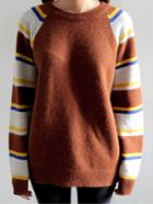 Romwe Raglan Sleeve Striped Loose Sweater