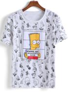 Romwe White Short Sleeve Simpson Print T-shirt