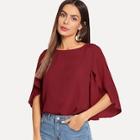 Romwe Split Butterfly Sleeve Plain Top