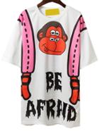 Romwe White Backpack Print Drop Shoulder T-shirt