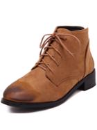 Romwe Brown Vintage Chunky Heel Boots