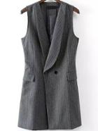 Romwe Lapel With Pockets Vertical Striped Vest