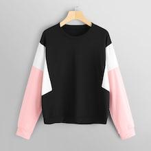 Romwe Color-block Round Neck Pullover