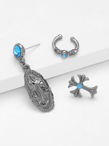 Romwe Rhinestone Detail Retro Drop Earrings