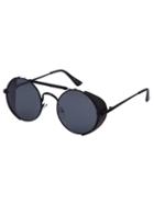 Romwe Black Frame Retro Round Lenses Sunglasses