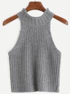 Romwe Grey Mock Neck Sweater Vest