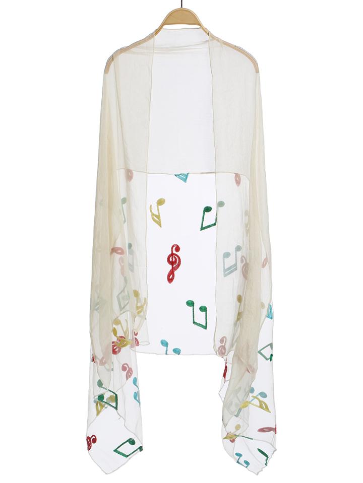 Romwe Note Embroidered Scarf