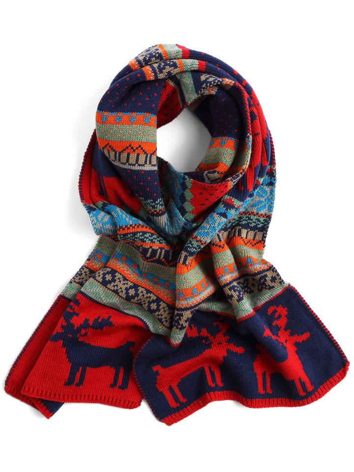 Romwe Deer Patterned Red Scarf