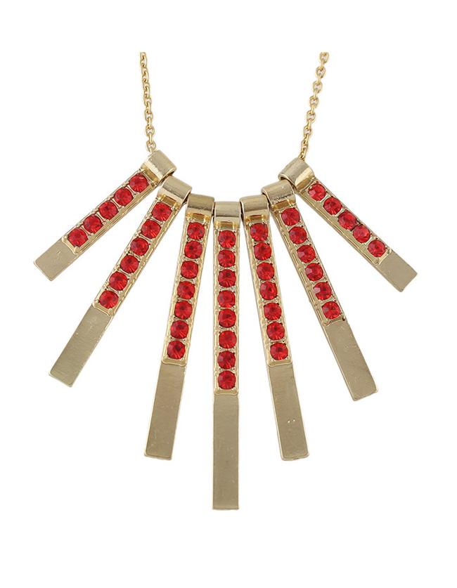 Romwe Gold Plated Spike Pendant Necklace