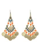 Romwe Orange Beads Big Chandelier Earrings