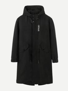 Romwe Men Drawstring Hooded Jacket