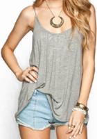 Romwe Spaghetti Strap Backless Loose Grey T-shirt