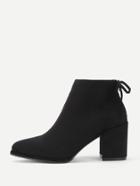 Romwe Lace Up Back Block Heeled Ankle Boots
