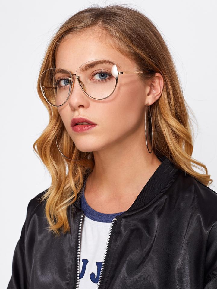 Romwe Retro Clear Lens Rimless Glasses