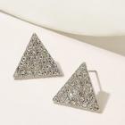 Romwe Rhinestone Engraved Triangle Stud Earrings 1pair