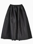 Romwe Flare Pleated Midi Black Skirt