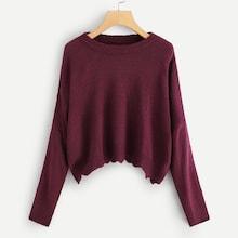 Romwe Solid Chevron Hem Jumper