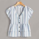 Romwe Striped Tiered Layer Blouse