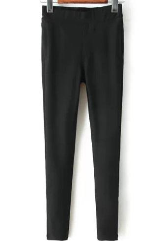 Romwe Pockets Slim Black Pants