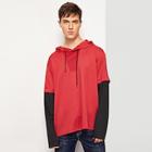 Romwe Men Contrast Tape Side 2 In 1 Hoodie