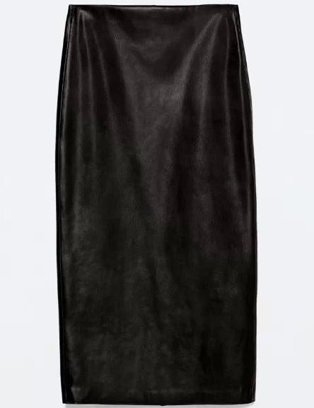 Romwe Split Slim Pu Skirt