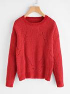 Romwe Drop Shoulder Eyelet Jumper