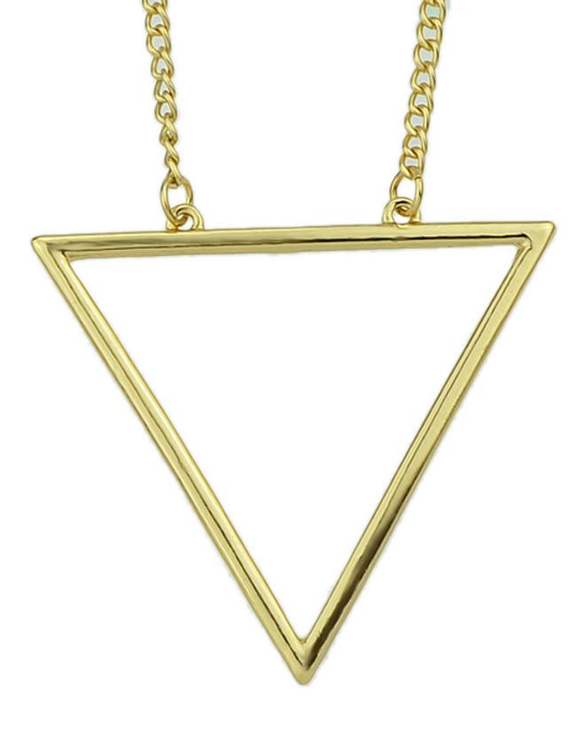 Romwe Fashion Gold Plated Long Triangle Necklace