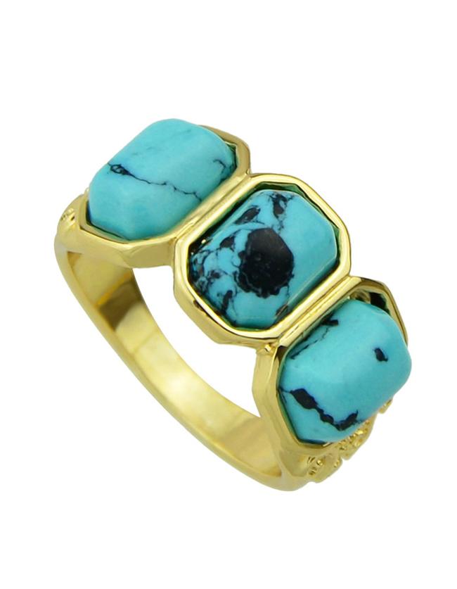 Romwe Blue Turquoise Big Ring