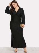 Romwe Solid Color Fishtail Hem Dress