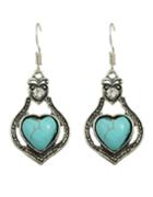 Romwe Turquoise Heart Shape Drop Earrings