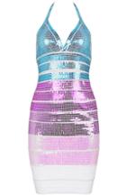 Romwe Multicolor Halter Sequined Bandage Bodycon Dress