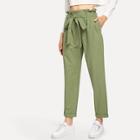 Romwe Frill Trim Knot Front Pants