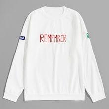 Romwe Guys Letter Embroidery Sweatshirt