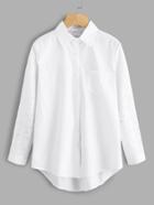 Romwe Eyelet Embroidered Panel High Low Shirt