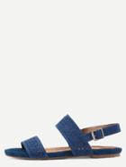 Romwe Faux Suede Strappy Sandals - Navy