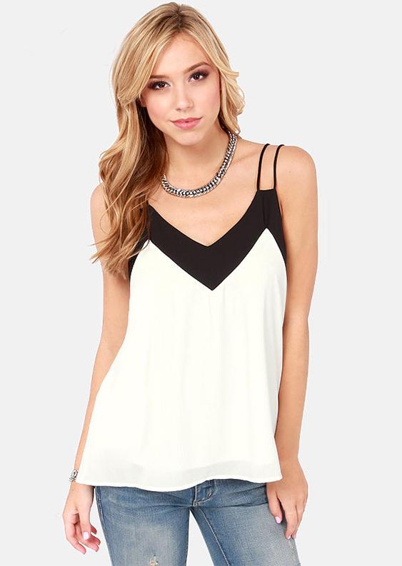 Romwe Spaghetti Strap Chiffon White Vest