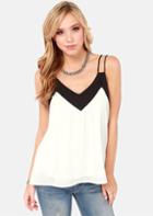 Romwe Spaghetti Strap Chiffon White Vest